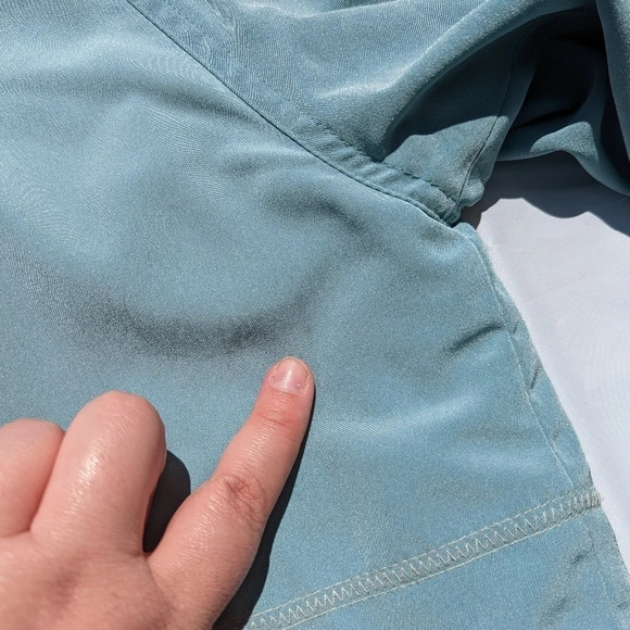 Vintage Teal Blue Green Cream Windbreaker Zip  Up Button Jacket Utex XS Woman - Picture 9 of 11